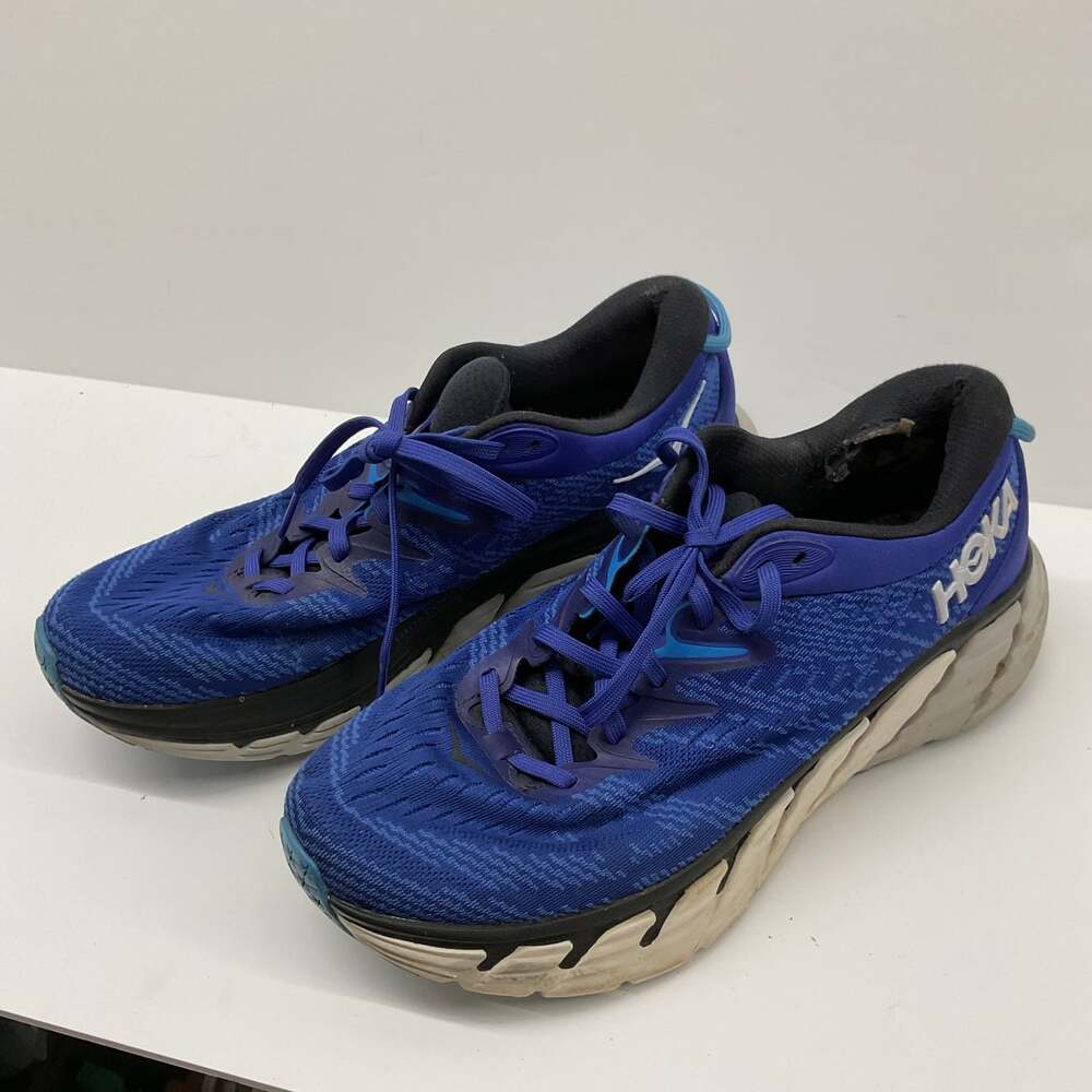 HOKA Blue Running Shoes Lace-Up Sneakers Worn Heel Lining No Insoles